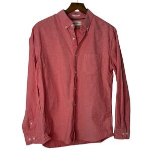 Hawker‎ Rye Mens Slim Fit Stretch Oxford Shirt Salmon Coral Pink Large Button Up